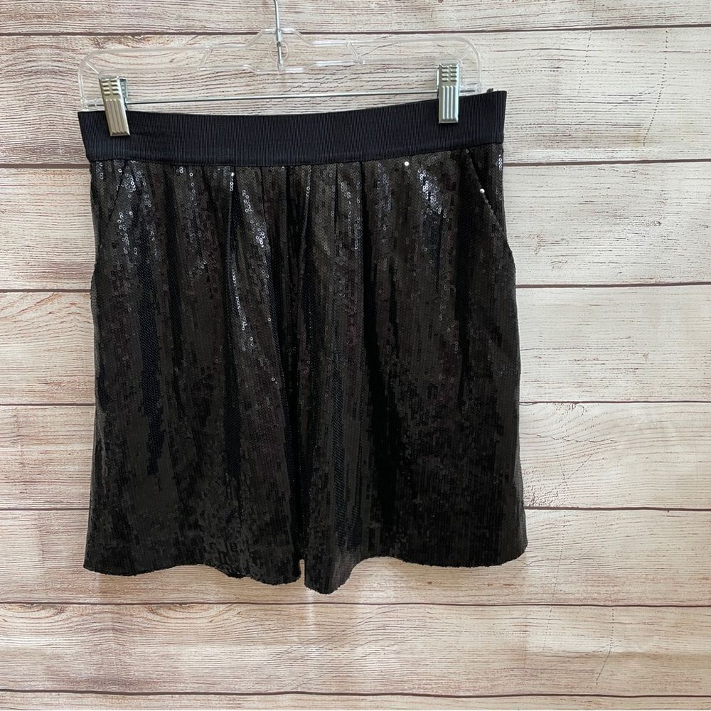 ANN TAYLOR BLACK SEQUIN MINI‎ SKIRT